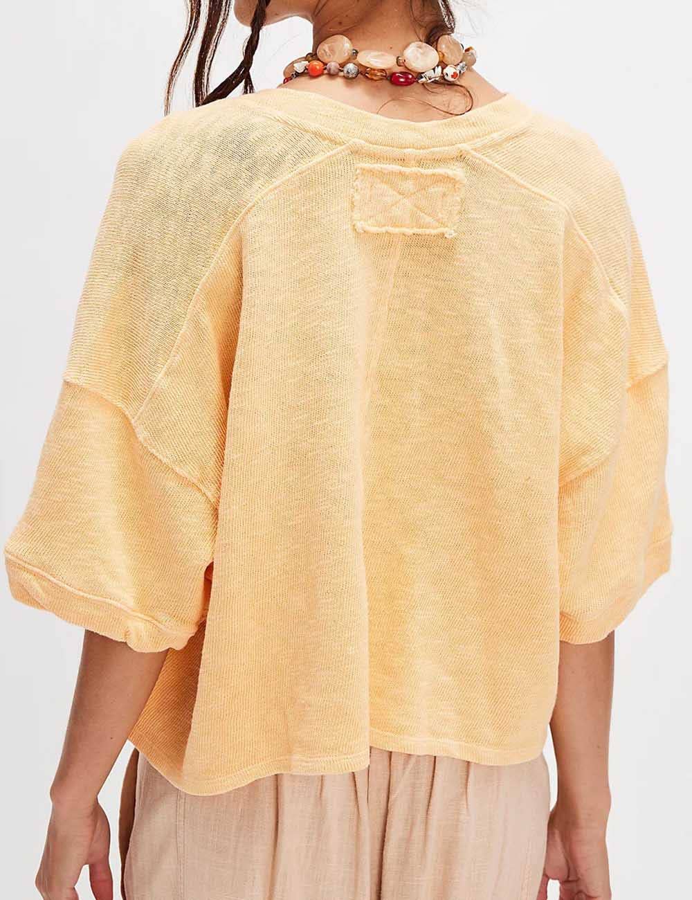 Sweetkama - Ladies Solid Color Midi Sleeves Knitted Cardigan