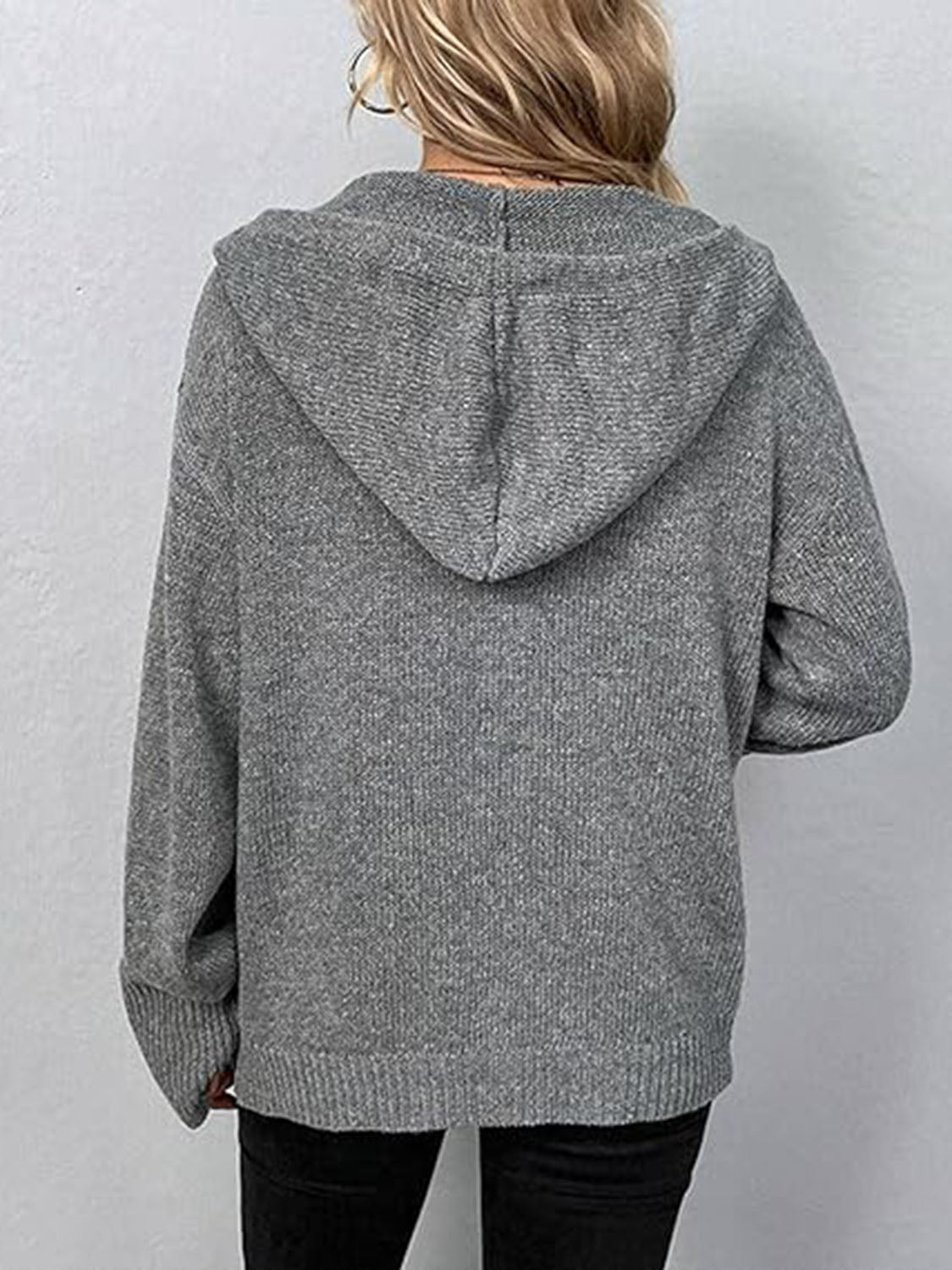 Cable Knit Drawstring Hoodie Cardigan (Color Options)