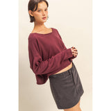 Wide Neck Drop Shoulder Relaxed Fit Sweater