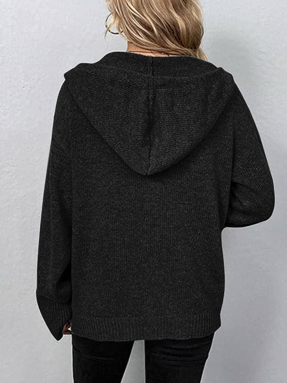 Cable Knit Drawstring Hoodie Cardigan (Color Options)