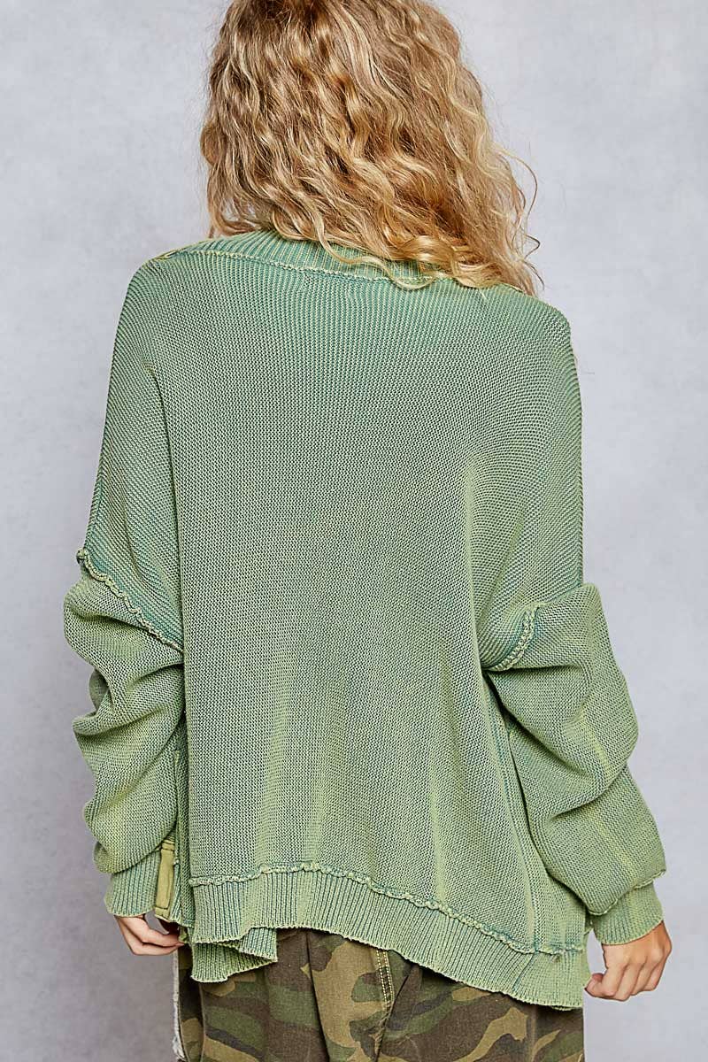 Vintage Wash Olive/Rasberry Thermal Waffle Cardigan( COLOR OPTIONS)