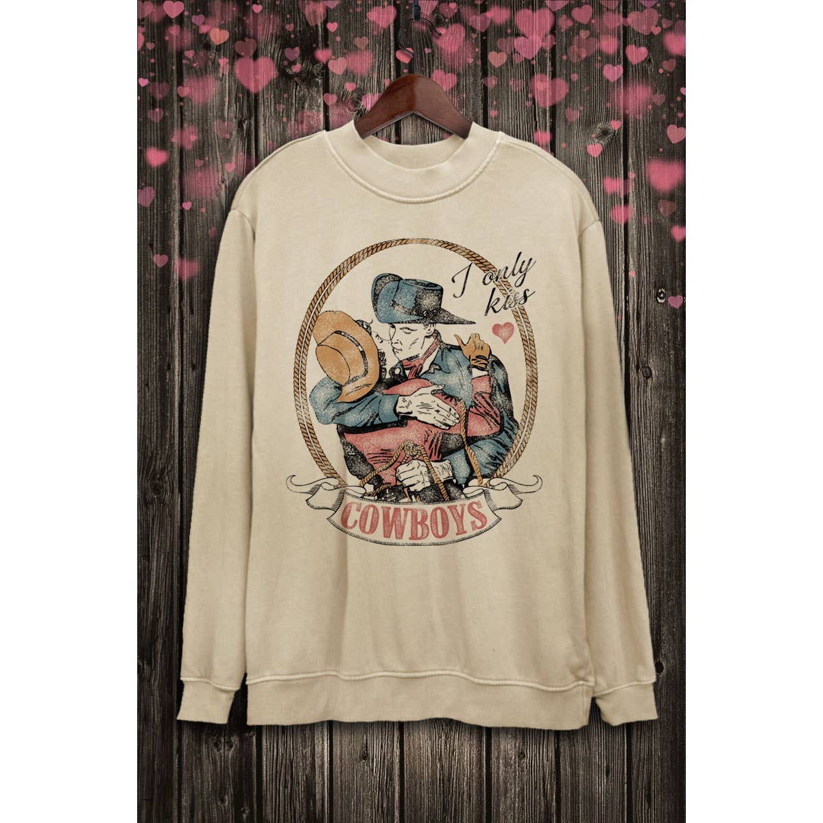 I ONLY KISS COWBOYS LONG SLEEVE SWEATSHIRTS: White / M