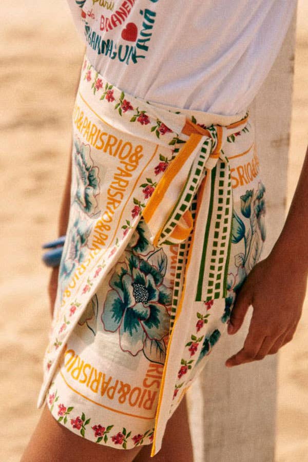 Vacation Print Asymmetrical Beach Mini Skirt