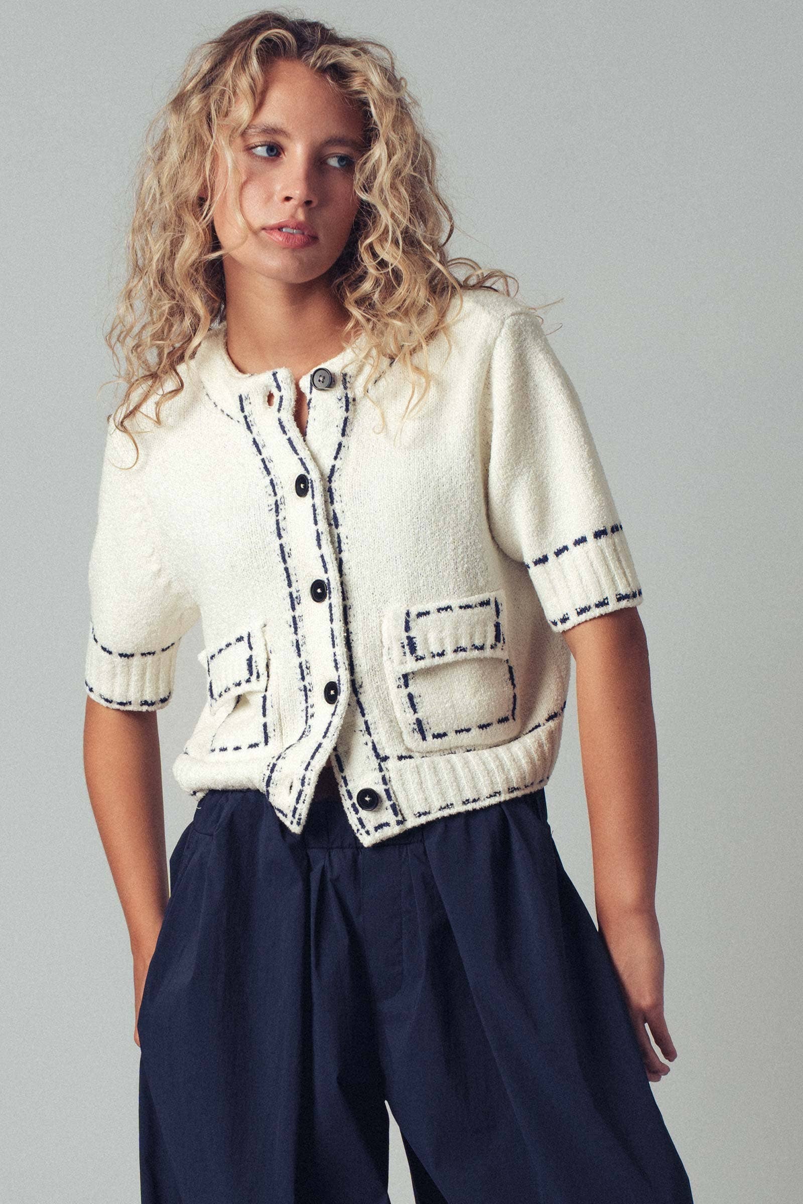 Stunning Short Sleeve Button Waist Crop Cardigan