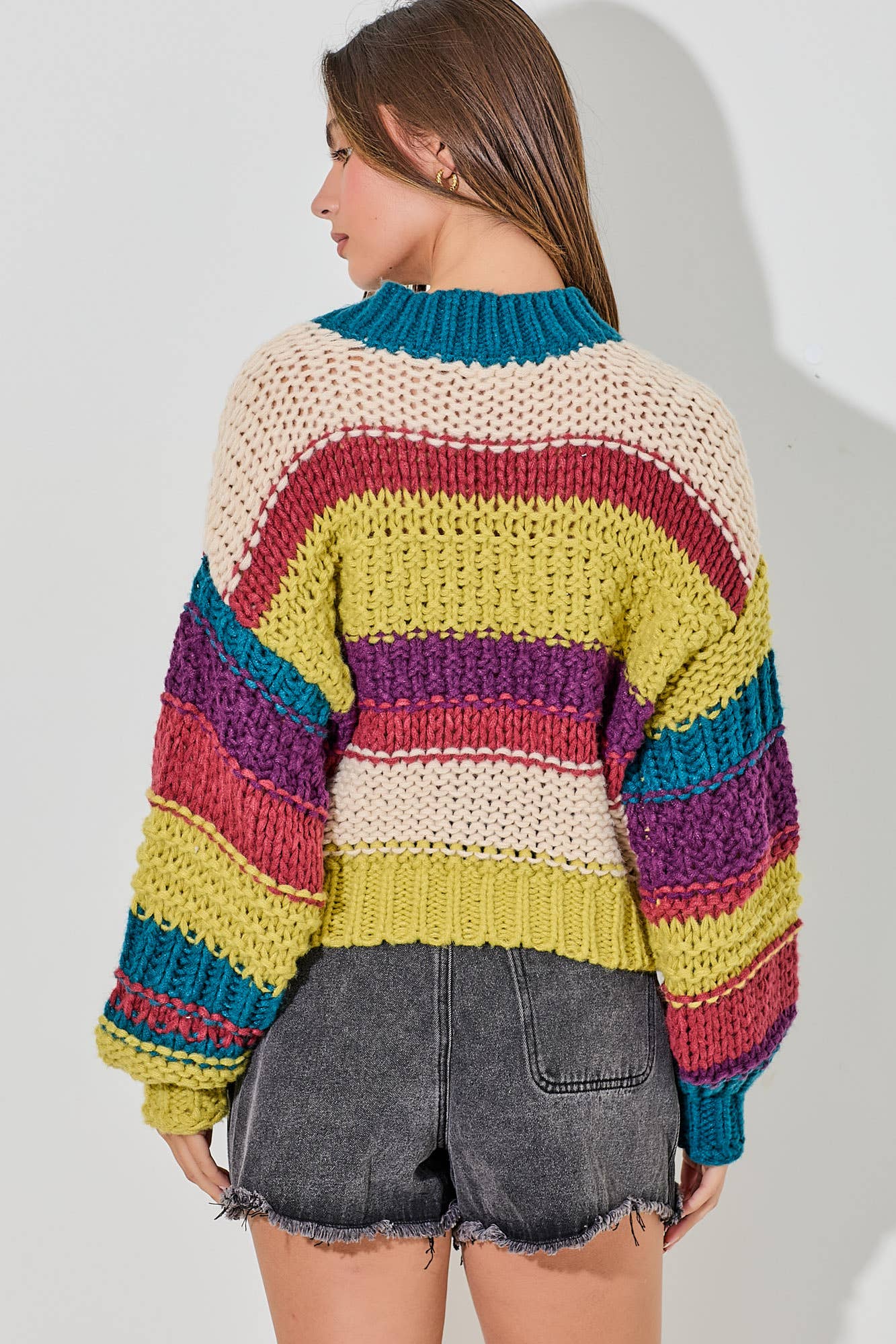 COLORBLOCK CABLE KNIT SWEATER (Color Options)