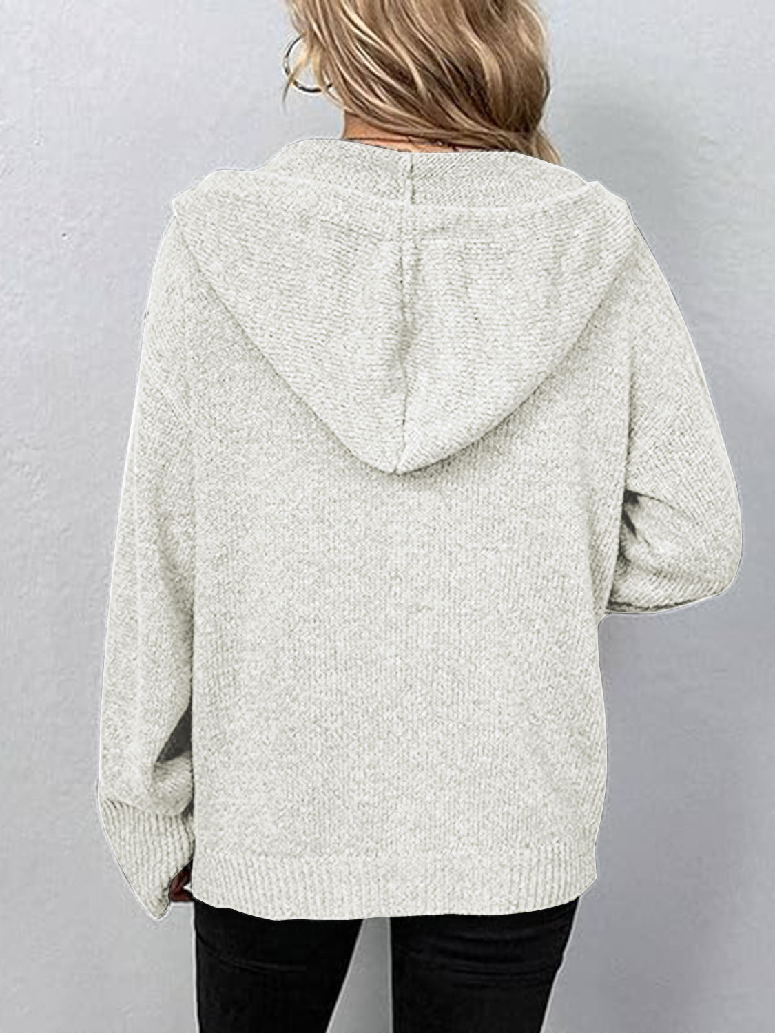 Cable Knit Drawstring Hoodie Cardigan (Color Options)