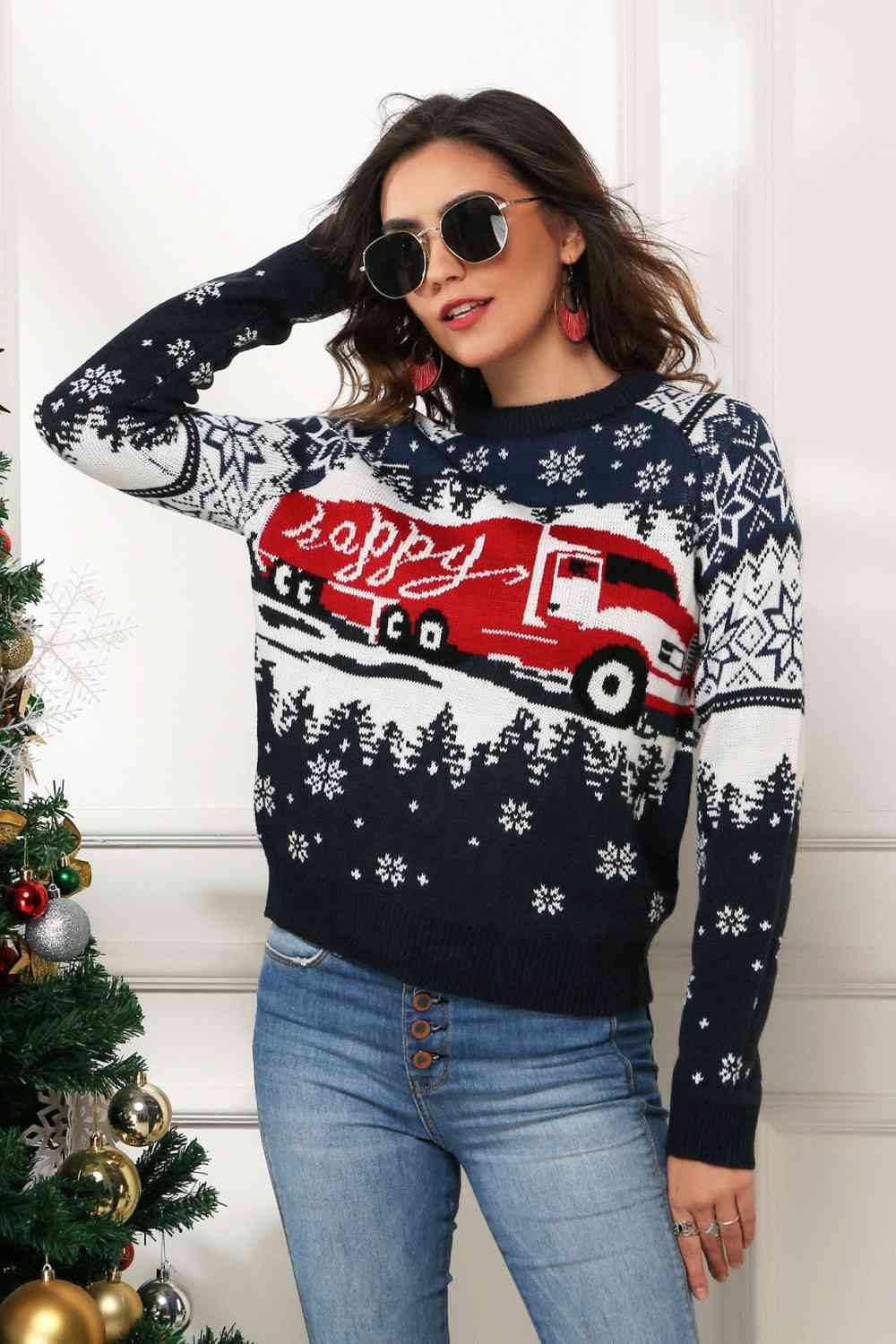 Christmas Delivery Truck Knit Sweater