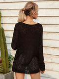 Notched Vneck Open  Knit Sweater (Color Options)
