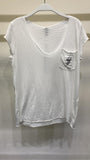 Mineral Wash White  GRAPHIC POCKET TEE  V-NECK TSHIRT Made in Italy