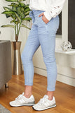 SKY BLUE SOLID  STAR POCKET  CRINKLED JOGGERS MED Made in Italy