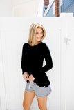 THE BEST LONG SLEEVE SOFEST BLACK TEE