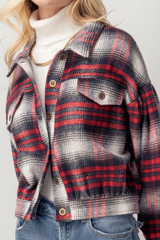 RED PLAID SHORTIE SHACKET
