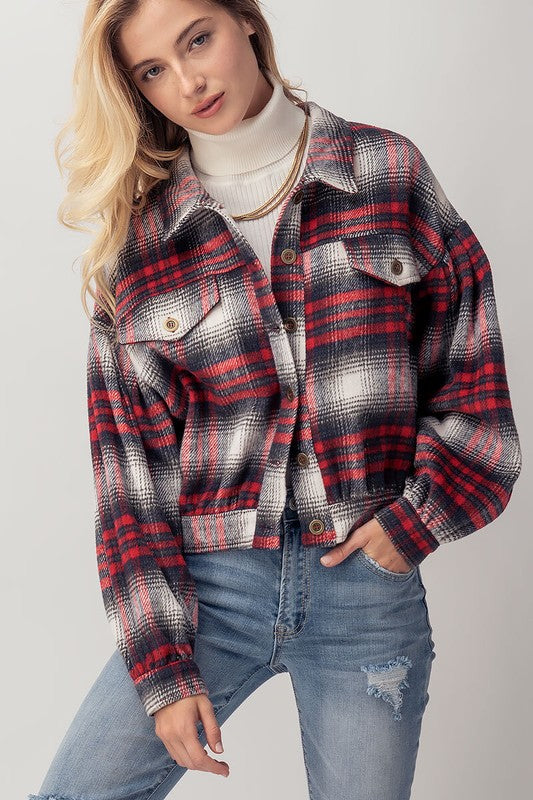RED PLAID SHORTIE SHACKET