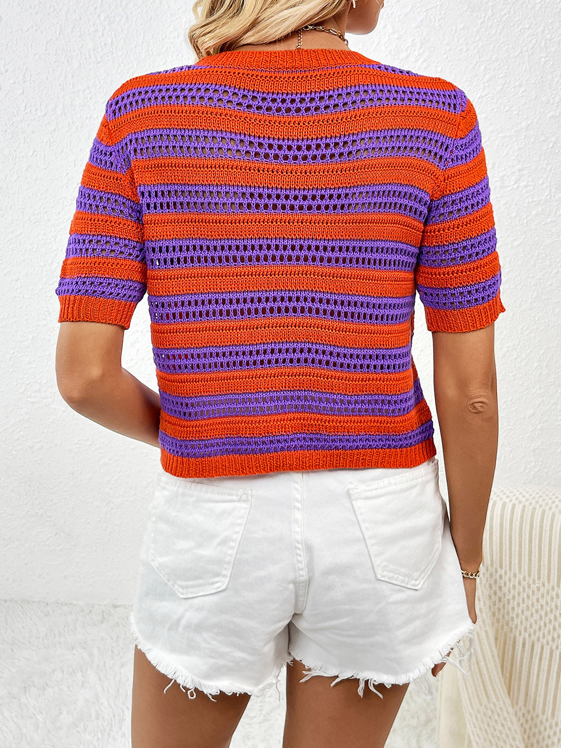Striped 3/4 Sleeve Knit Top (Color Options)