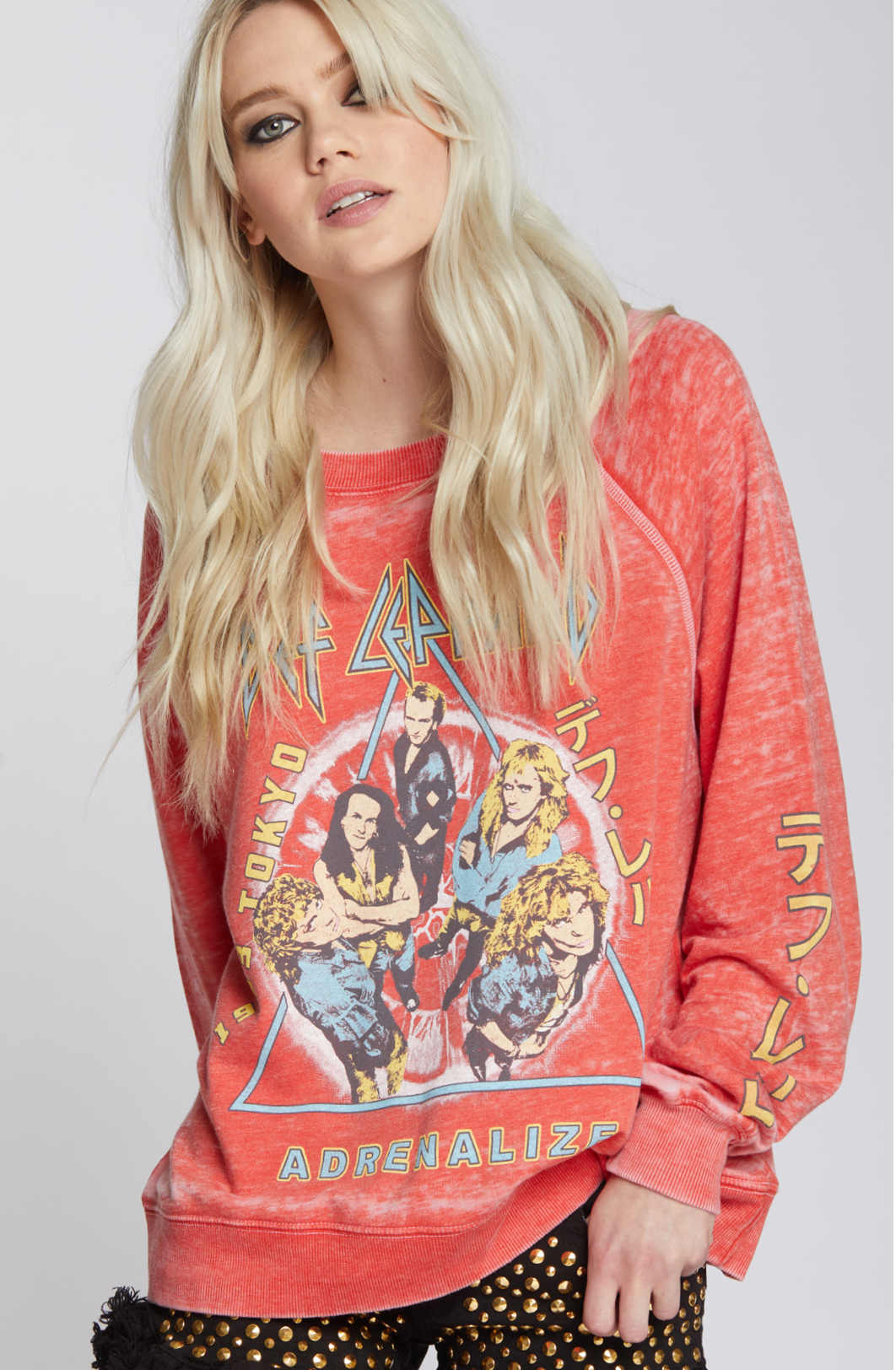 Recycled Karma - 301929 - 130 DEF Leppard Adrenalize LS Burnout Sweatshirt