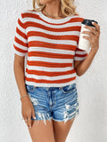 Striped 3/4 Sleeve Knit Top (Color Options)