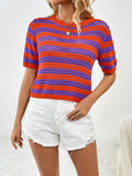 Striped 3/4 Sleeve Knit Top (Color Options)