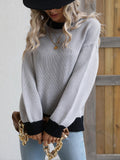 Contrast Trim Drop Shoulder Pullover Sweater (Color Options)