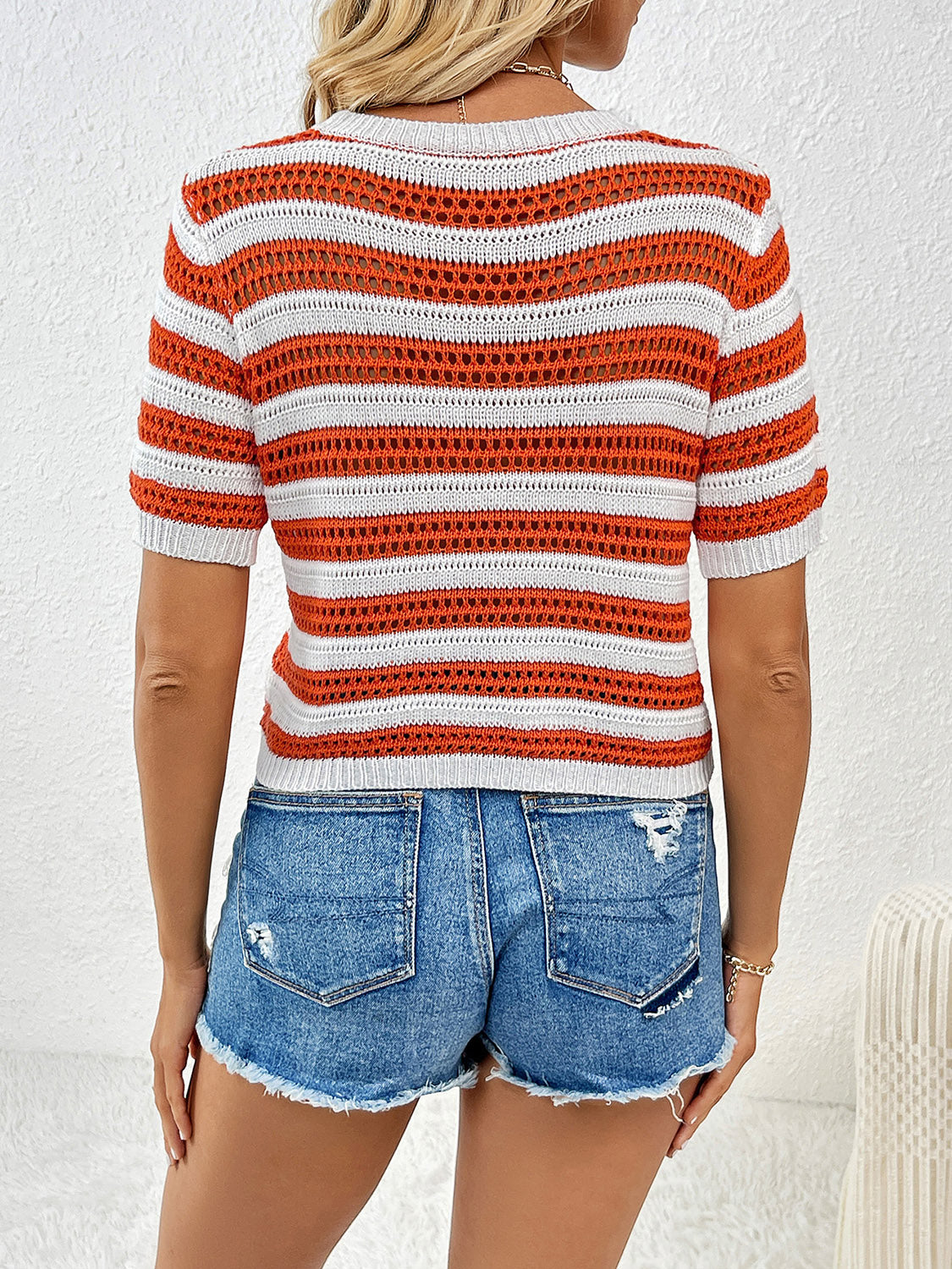 Striped 3/4 Sleeve Knit Top (Color Options)