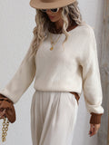 Contrast Trim Drop Shoulder Pullover Sweater (Color Options)