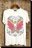 Butterfly Free Spirit Graphic Tee: LARGE-2 / IVORY