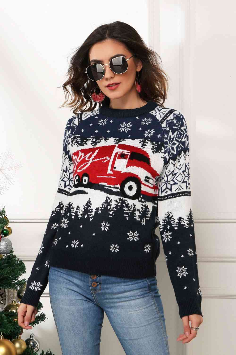 Christmas Delivery Truck Knit Sweater
