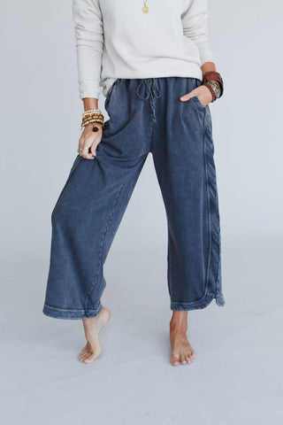 Three Bird Nest - So Comfy Wide Leg Cropped Pant - Charcoal