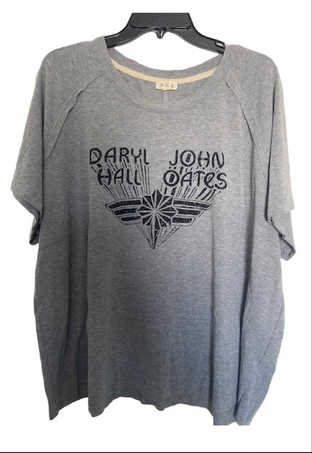 HALL N OATES GRAY OVERSIZE GRAPHIC COMFY TSHIRT
