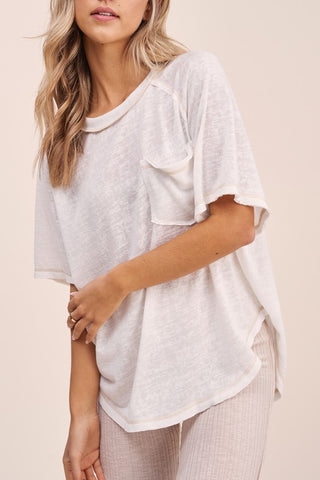 YOUR FAVORITE OVERSIZED RAW EDGE WHITE TSHIRT