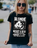 BLONDIE  WHISKEY A GO GO  FITTED BLACK TEE 1977