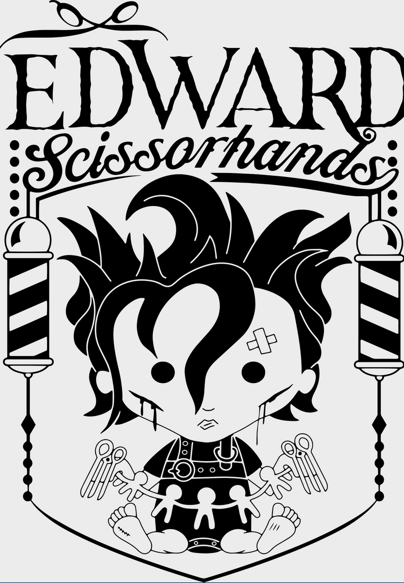 Edward Scissorhands Vinyl Decal Sticker - 4" Wide Color Die-Cut Sticker (BOGO)
