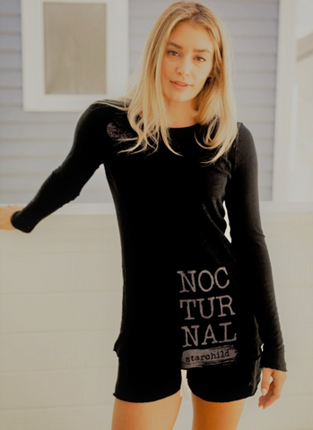 NOCTURNAL GRAPHIC LONG SLEEVE SOFEST BLACK TEE