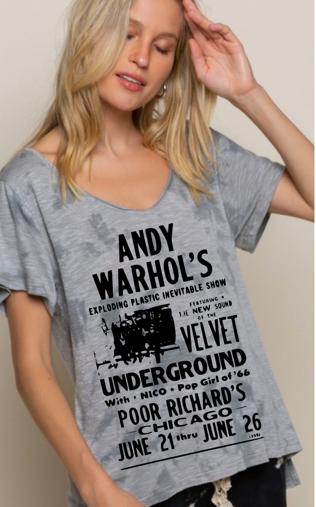 ANDY WARHOL Velvet Underground Gray  Tee