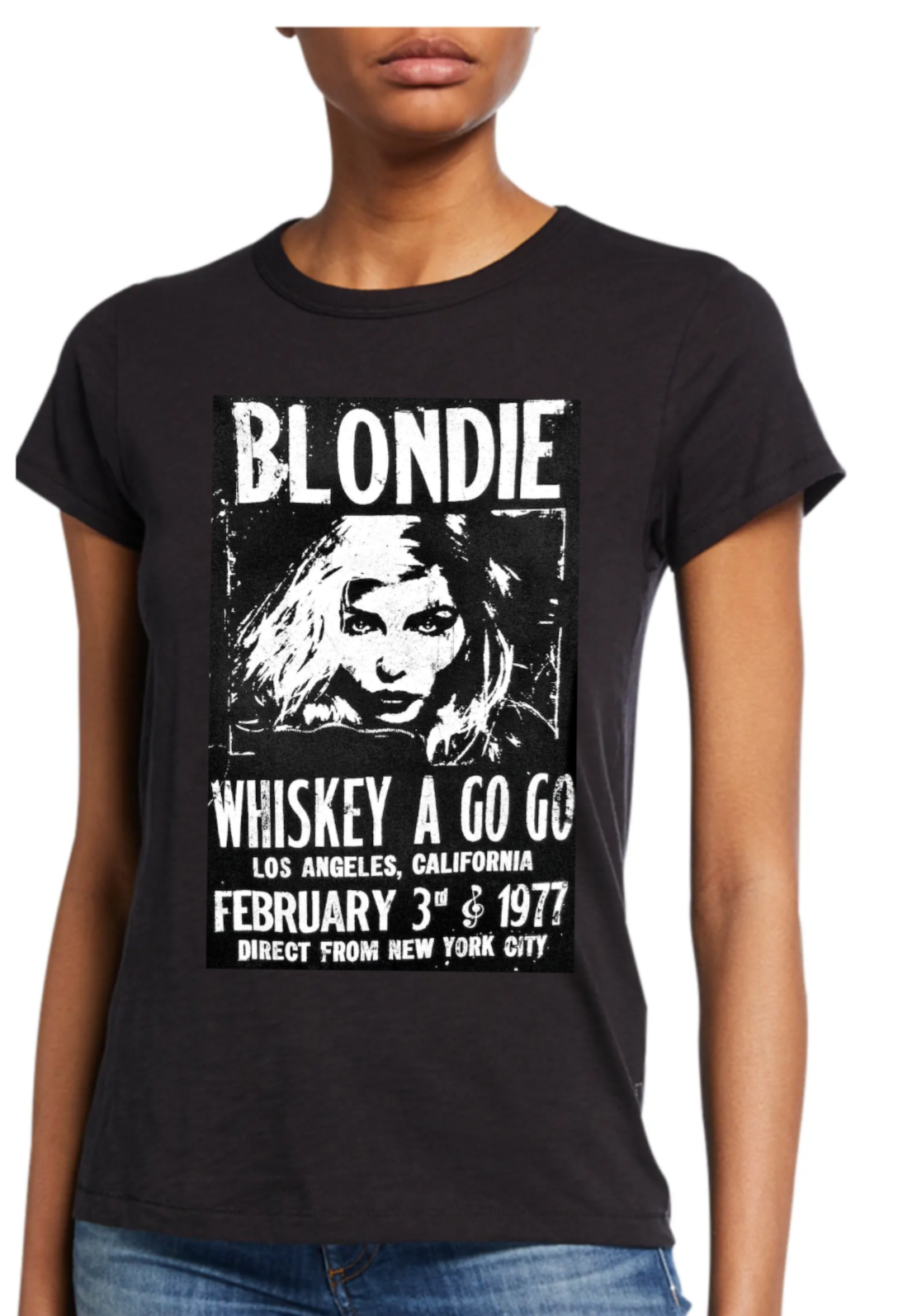 BLONDIE Whiskey a Go Go BLACK  FITTED Tee