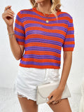 Striped 3/4 Sleeve Knit Top (Color Options)