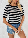 Striped 3/4 Sleeve Knit Top (Color Options)