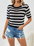 Striped 3/4 Sleeve Knit Top (Color Options)