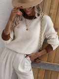 Contrast Trim Drop Shoulder Pullover Sweater (Color Options)