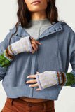 Waffle-Knit Zip Hoodie (Color Options)