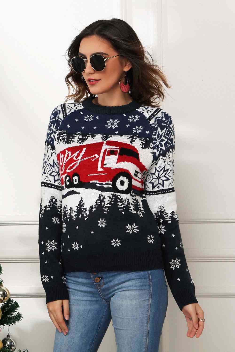 Christmas Delivery Truck Knit Sweater