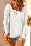 Waffle Knit Henley Long Sleeve Top (Color Options)