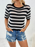 Striped 3/4 Sleeve Knit Top (Color Options)