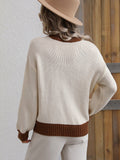 Contrast Trim Drop Shoulder Pullover Sweater (Color Options)